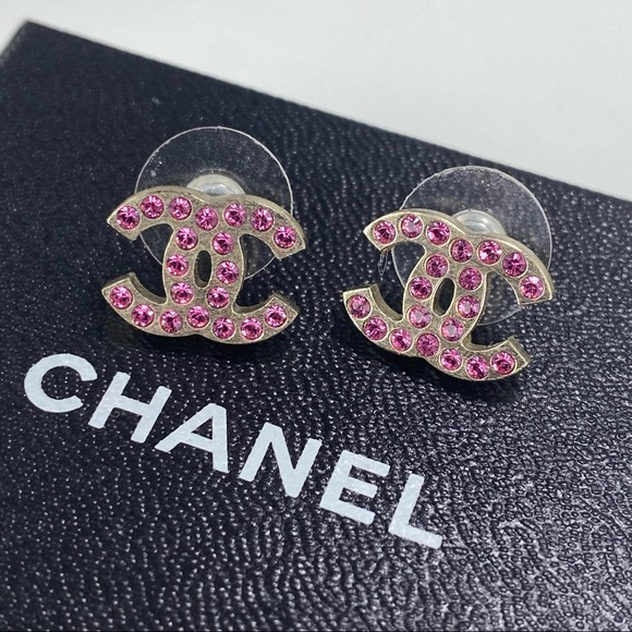 *SOLD* Authentic CHANEL Rhinestone CC Earrings - Picture 2 of 4